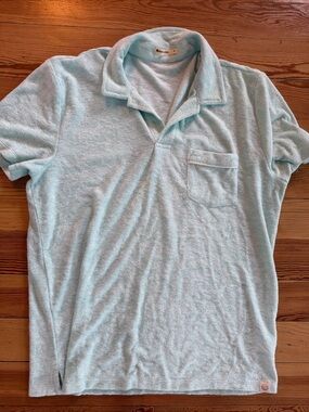 NWOT Marine Layer Men's Terry Out SS Polo Aqua Green Icy Morn Size Medium M